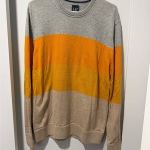 GAP Men's Sweater with Gray and Orange Stripes